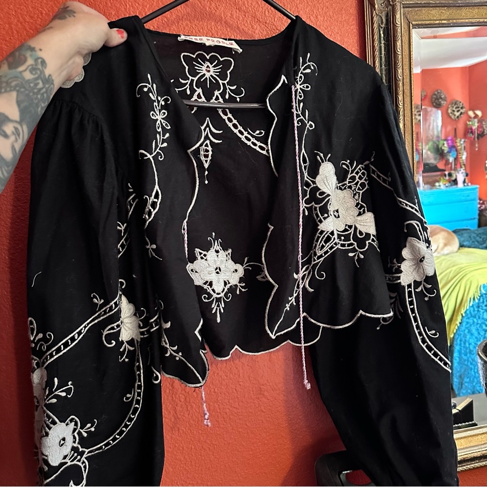 Free People Valencia Bed Jacket Embroidered Rare! S - Picture 5 of 8
